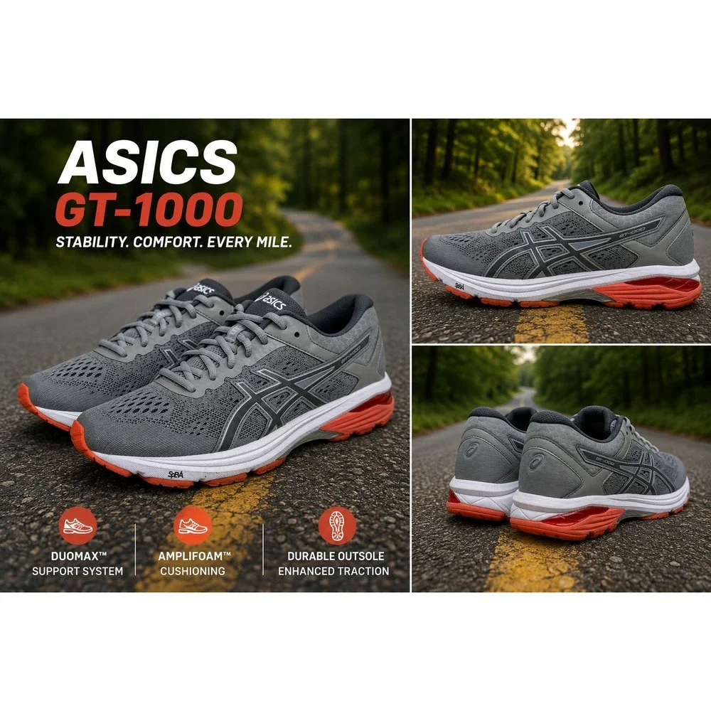 Asics GT-1000 6 Women's Size 8.5 Running Shoes Grey Orange Stability T7A9N - Picture 2 of 16